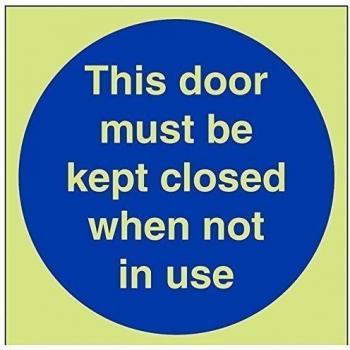 VSafety - Cartel de 150 mm x 150 mm, plástico rígido con texto en inglés «This Door To Be Kept Closed When Not In Use »