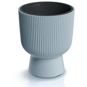 Maceta Cilíndrica Milly Gris Claro con Depósito, Ø29,8x36,5 cm, Capacidad 18 L