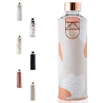 EQUA - Botella Grande con Funda de Piel sintética, 750 ml, de Vidrio de borosilicato, sin BPA y antigoteo, Color Essence, tamaño 750 ml