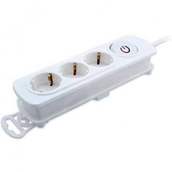 TM Electron TMUAD203WH - Base múltiple de 3 tomas con interruptor, color blanco