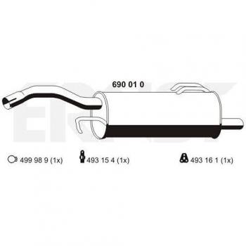 Silenciador trasero ERNST 688017 para Toyota RAV4 II SUV