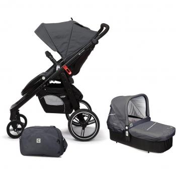 Casualplay Match 2 Loop - Silla de paseo con chasis negro + CasualplayCot, color metal