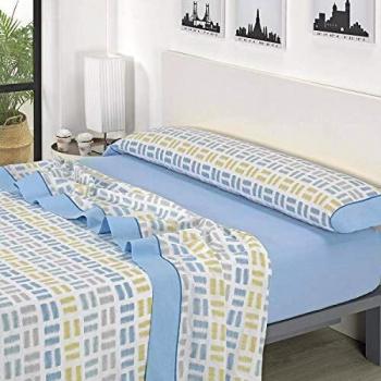 Mora - Juego sábanas J04. Cama 90 cm. Azul