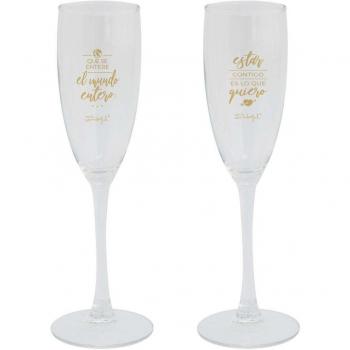 Set de dos copas de cava Mr. Wonderful Que se entere el mundo entero / estar contigo es lo que quiero