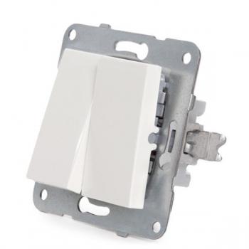 Interruptor Doble GreenIce Panasonic Karre 10A 250V/Bastidor Metálico con Garras/Tecla Blanca