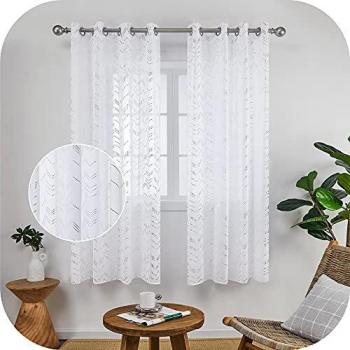Amazon Brand - Umi Cortinas Habitacion Salon Visillos Translucidas Modernas 2 Piezas Blancas 140x175cm