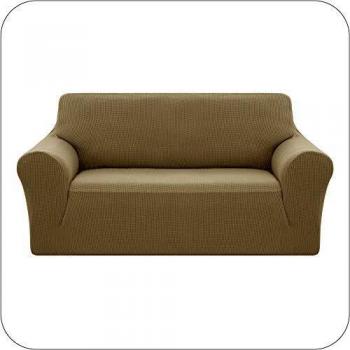 UMI. by Amazon Funda Sofa Suave Elastica de Color Liso 2 Plazas Marrón Oscuro