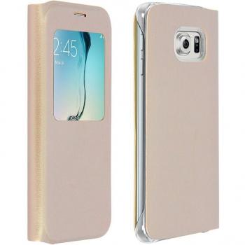 Funda protectora con ventana Samsung Galaxy S6 Edge - Oro