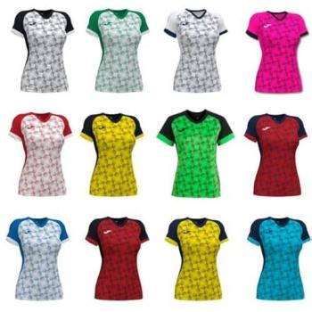 Joma Women's Short Sleeve Supernova III Black Fluorescent Green Sportshirt