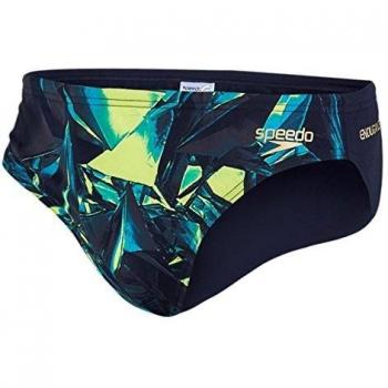 Speedo Men 's powerform Allover Brief – Speedo/Oxid Gris/acuario marino, tamaño 28/5 cm