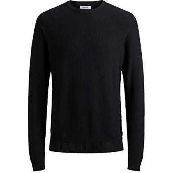 JACK & JONES Jjestructure Knit Crew Neck Noos suéter, Negro Black, Large para Hombre