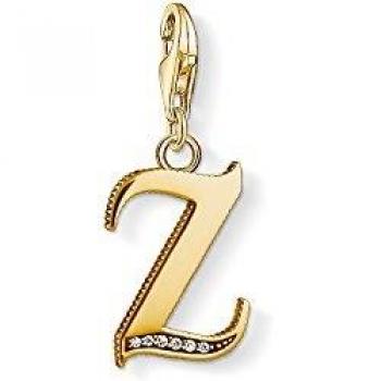 Colgante charm letra Z de plata con baño de oro de 18K