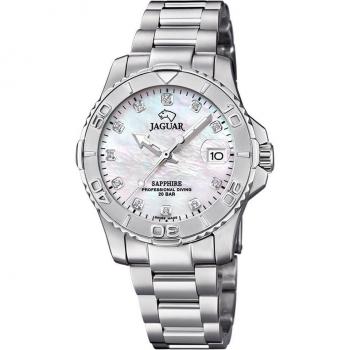 Reloj Jaguar J870/1 Couple Diver para Mujer, Acero Color Plata con Esfera Blanca