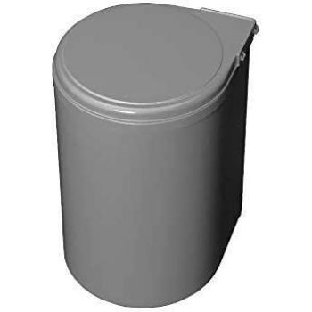 EMUCA - Cubo Basura Puerta de Armario, contenedor de Basura, contenedor de 13L con Tapa automática y fijación a Puerta, plástico, Gris