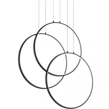 Lámpara colgante LED integrada de suspensión, 1 bombilla, metal y aluminio negro, luz cálida 3000K, moderna de 82W