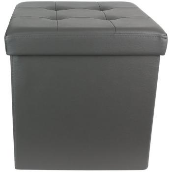Pouf Cofre Plegable Capitonné Gris de Poliuretano 37,5x37,5x37,5 cm