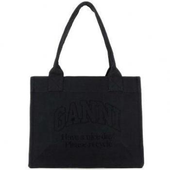 Ganni Women's One Size Black Canvas Easy Shopper Tote Bag