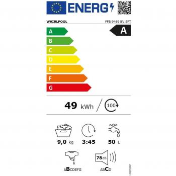 Whirlpool FFB 9469 BV SPT Lavadora Libre Instalación Carga Frontal 9 kg 1400 RPM Clase A+++ Vapor Blanco