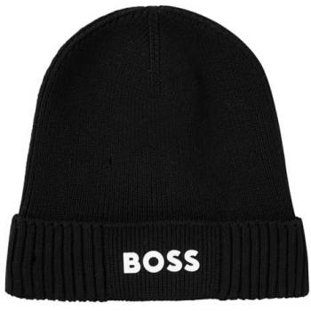 BOSS Asic Black Beanie Hat for Men - One Size, Cotton Blend