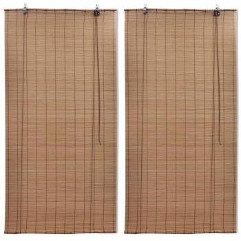 Estor enrollable de bambú marrón 100x160 cm (2 unidades)