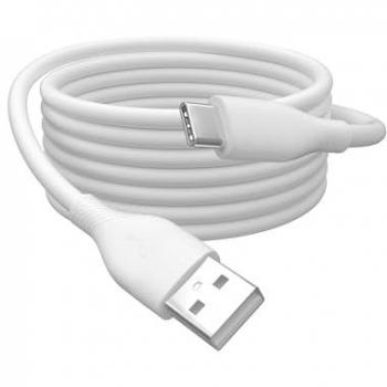 Cabo de conexión USB-C a USB-A de silicona, 2m, blanco, USB 2.0, carga rápida 60W