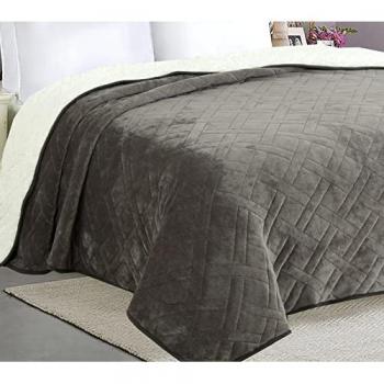 Manta Borrego Sherpa Reversible Acolchada Ligera para Cama 220x240cm - Elegante y Termosellada