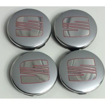 4 x SEAT plata cromo rojo Logo insignia emblema 56 mm rueda centro tapacubos tapas 6ll 601 171 5Ja 601 151 A 5ja601151 a 5ja601151 1jo601171 1J0 601171 fr deporte rendimiento Ibiza Leon Alhambra Arosa Altea, Mii, Toledo y otros modelos