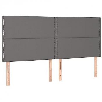 Cabecero con luces LED cuero sintético gris 180x5x118/128 cm