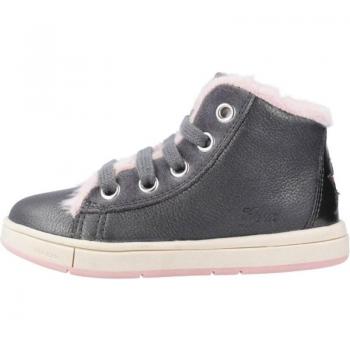 Botas Niña Geox B Trottola Girl, color gris, diseño cómodo y transpirable, suela de goma antideslizante, cierre con cordones y cremallera lateral para fácil puesta