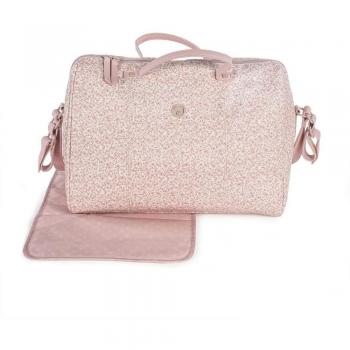 Pasito a Pasito Bolso Canastilla Flower Mellow Rosa con Cambiador Polipiel