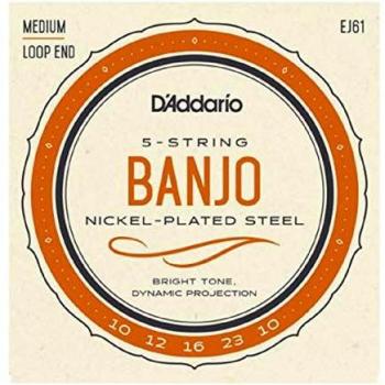 D'addario EJ61 5-String Banjo Strings Nickel 10-23, Medium