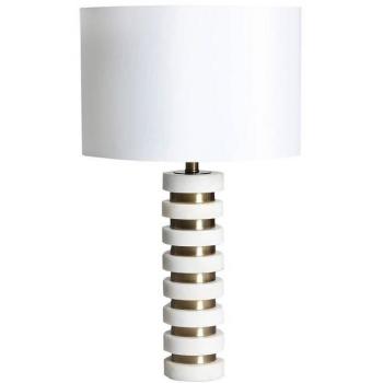 Lámpara de Sobremesa Iola de Mármol en color Blanco/Oro - Pack de 2, dimensiones 38x38x68cm