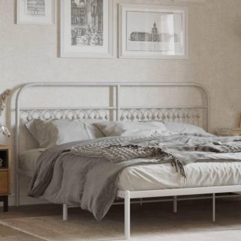 Cabecero de metal blanco 180 cm Vidaxl con diseño elegante, fabricado en metal resistente, acabado en color blanco, medidas de 180 cm de ancho, ideal para camas matrimoniales