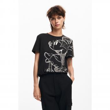 Desigual Women's Mickey Drawing T-Shirt, Gray, Regular Fit, Size XL