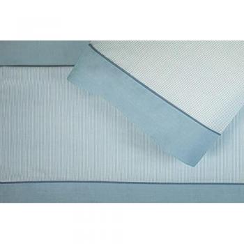 Juego de sábanas Burrito Blanco 50% algodón - 50% poliéster, diseño rayas azul, rosa, beige o gris con blanco, fácil planchado, cama de 105 cm