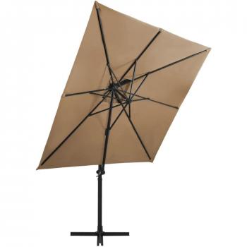 Sombrilla voladiza con cubierta doble gris taupe 250x250 cm