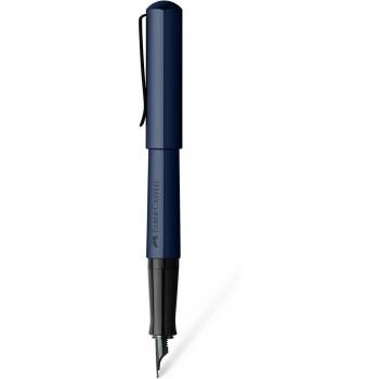 Pluma Estilográfica Faber-Castell Hexo Plumin Medio de Acero Inoxidable Negro Azul