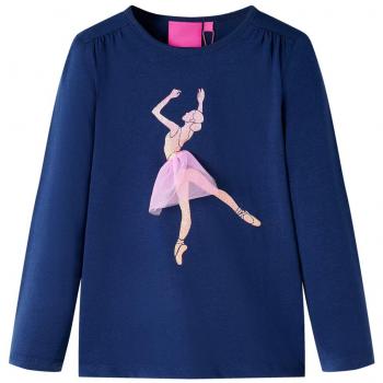 Camiseta infantil de manga larga azul marino 140
