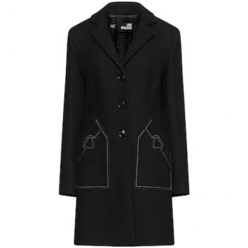 Love Moschino Chic Wool Blend Black Coat with Heart Detail - IT48 | XL
