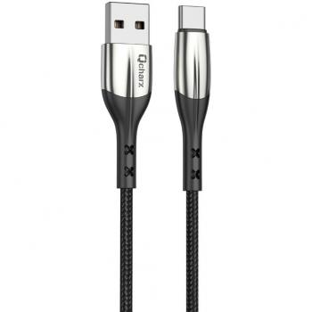 Cable Qcharx Toronto USB a Tipo C 3A - 1 m - Zinc Negro Cordón Suave