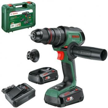 Taladradora de percusión inalámbrica Bosch AdvancedImpact 18V-80 QuickSnap con 2 baterías PBA 18V 2.5Ah y cargador