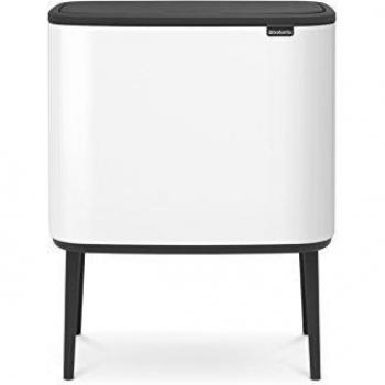 Brabantia Bo Touch Bin Cubo de Basura, Acero Inoxidable, Blanco, 11 + 23 litros