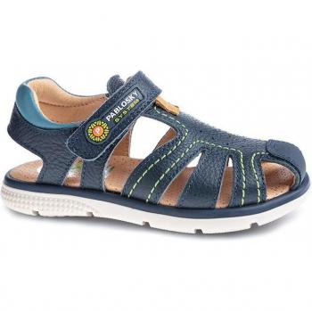 Pablosky - Sandalias de niño de piel con cierre adherente, modelos marino 513925 y beige 513934, suela de goma flexible antideslizante, plantilla superabsorbente antibacterias
