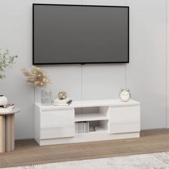 Mueble de TV con puerta blanco brillante 102x30x36 cm