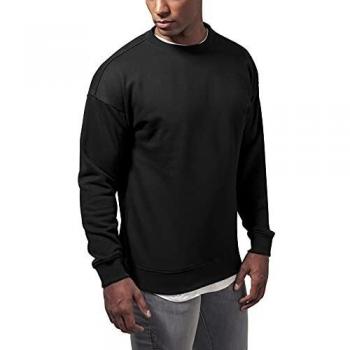 Urban Classics Basic Crewneck Long-sleeve Sweatshirt, Black, M