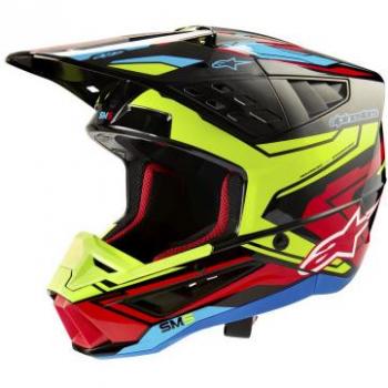 Casco de Motocross Alpinestars S-M5 Action 2 2024 Negro/Amarillo/Rojo Fluo XS