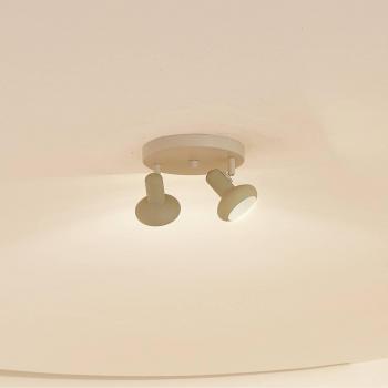 Foco de Techo Doble 'Huby' en Crema/Verde Claro, Metal para Sala y Comedor