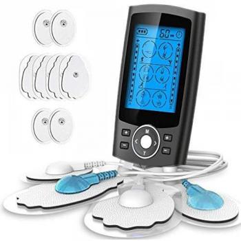 Electroestimulador TENS y electroestimulación muscular, 24 Modos 2 Canales USB Recargable Masajeador Electro para el Cervical/Piernas/Abdominal/Espalda/Cuello