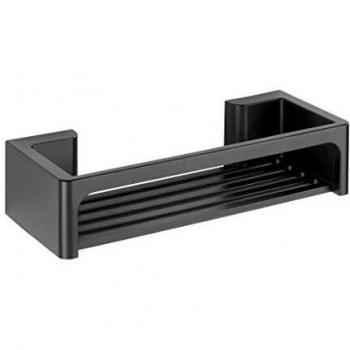 WENKO Power-Loc Repisa Bralia negro - Estantería de baño, fijación sin taladrar, Plástico