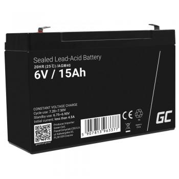 Green Cell AGM40 Batería para Sistemas UPS Sealed Lead Acid (VRLA) 6V 15Ah Recargable Mantenimiento Cero Pila Sellada de Plomo Ácido Reemplazo para Al